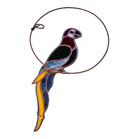 Vintage Stained Glass Parrot hanging AS IS - Picture 7 of 8